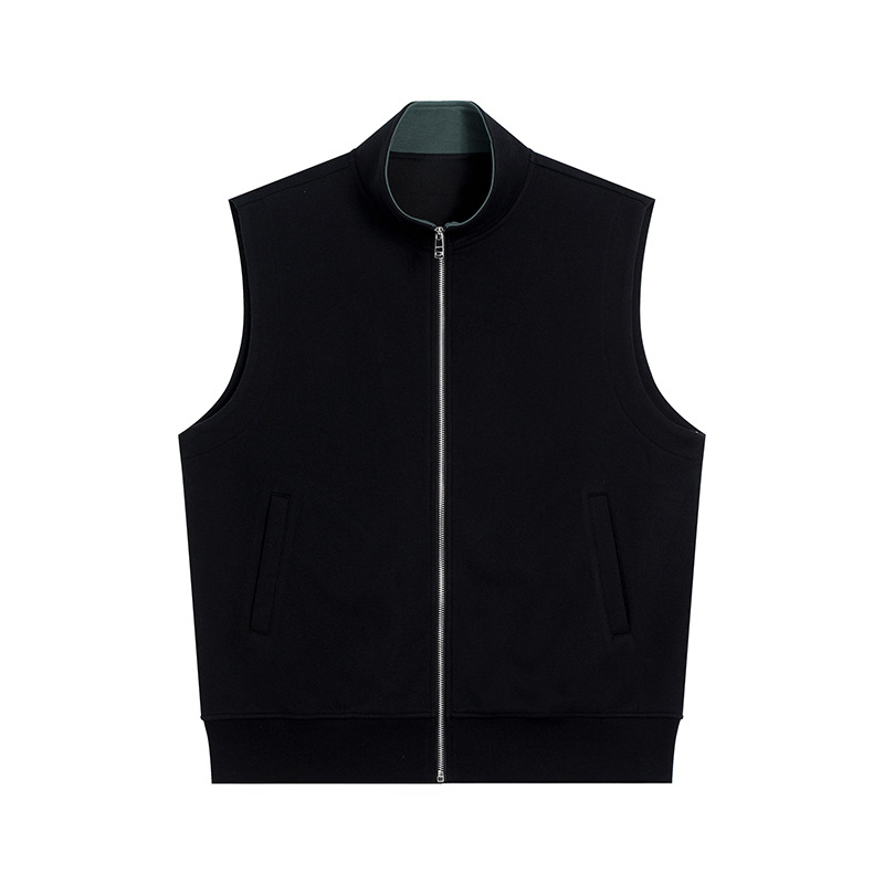 Pamukovo radno prsluk sa stojećim ovratnikom, zatvaračem, zgušnjena, ravni rub – muškarac, jesen 2024