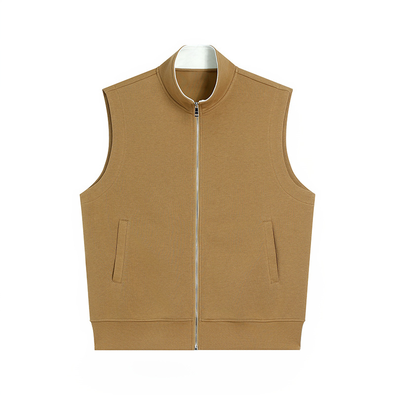 Pamukovo radno prsluk sa stojećim ovratnikom, zatvaračem, zgušnjena, ravni rub – muškarac, jesen 2024