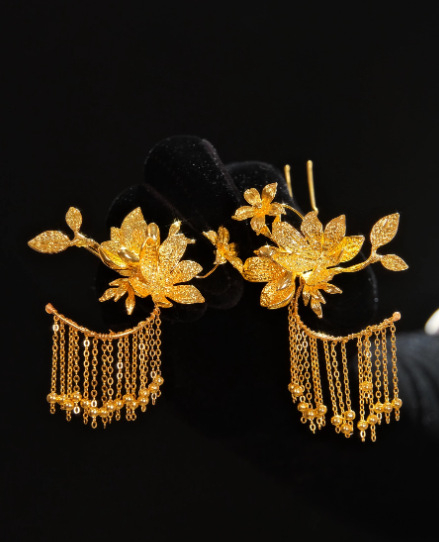 Vjenčana spona za kosu s resicama, cvjetni motiv zmaja i feniksa, retro stil, Han Yu, prilagodljivo