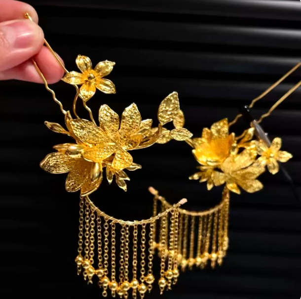 Vjenčana spona za kosu s resicama, cvjetni motiv zmaja i feniksa, retro stil, Han Yu, prilagodljivo