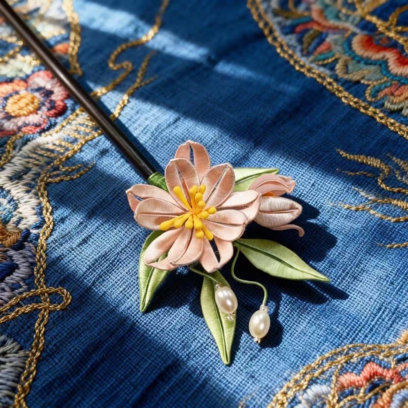 Igla za kosu s cvjetnim motivom, retro stil, legura, ručna izrada, dodatak za frizuru
