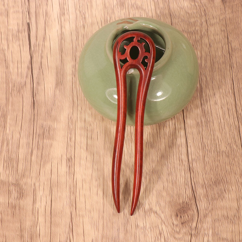 Clamă dublă pentru păr din lemn, în formă U, lucrată manual, stil retro, accesoriu unisex, personalizare disponibilă