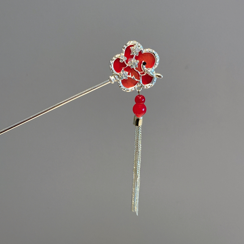 Metalna ukosnica za kosu s cvjetnim resicama, vintage kineskog stila, ručno izrađena, ljeto 2024