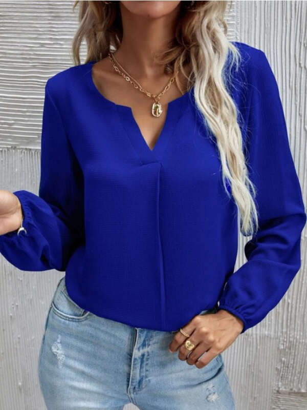 Chiffon anyagú ing, 90–95% poliészter, pullover-stílus, V-nyakú, hosszú ujjú