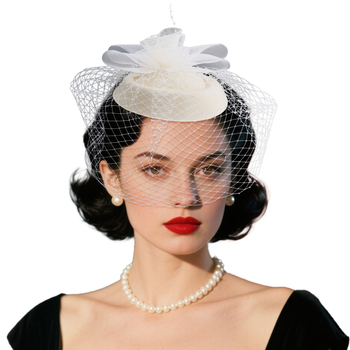 Nőknek szóló fejfedő — retro hálós hajdísz menyasszonyi stílusban, mintás dizájn, nyár 2025