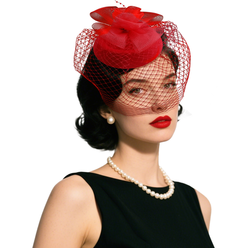 Nőknek szóló fejfedő — retro hálós hajdísz menyasszonyi stílusban, mintás dizájn, nyár 2025