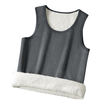 Muški termalni prsluk s baršunastom podstavom, dvostruki sloj, okrugli izrez, zatvaranje zipom, poliester materijal