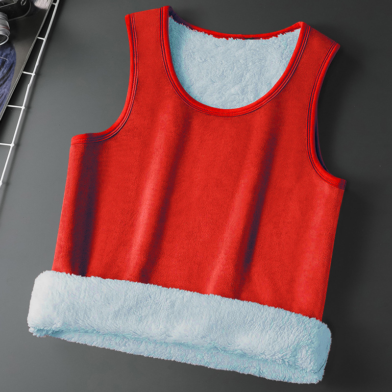 Muški termalni prsluk s baršunastom podstavom, dvostruki sloj, okrugli izrez, zatvaranje zipom, poliester materijal