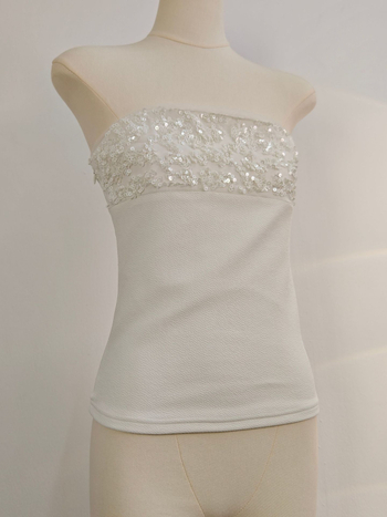 Slim-fit bandeau top s kristalima, Off-Shoulder, pojasevi za struk (polyester-spandeks smjesa)