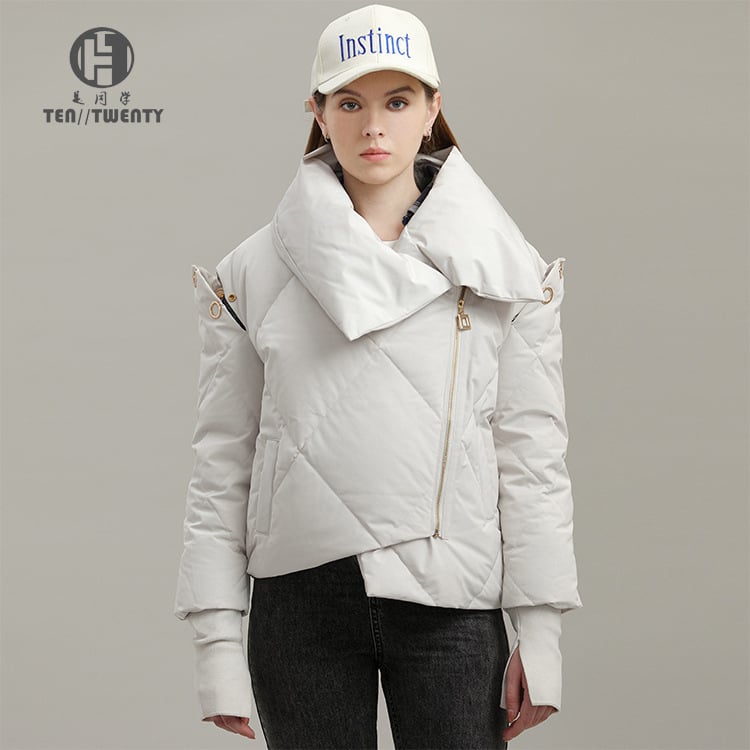 Γυναικείο υφαντό μπουφάν με γέμισμα από πούπουλο (παρκά στιλ), υψηλής ποιότητας, πολυεστερικά υφάσματα και άλλα υφάσματα, OEM κατασκευή με ιδιωτική ετικέτα, χωρίς σιδέρωμα, 6 σχεδιαστές