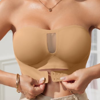 Sutien fără bretele, antialunecare, fără cusături, cupe subțiri modelate, din nailon