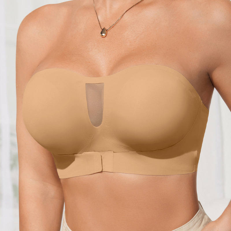 Sutien fără bretele, antialunecare, fără cusături, cupe subțiri modelate, din nailon