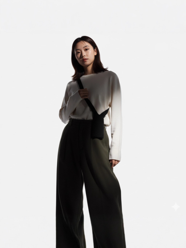 Női kötött pulóver, koreai minimalista stílus, ultra rövid fazon, 3/4-es ujjú, poliészter 70–80% anyag