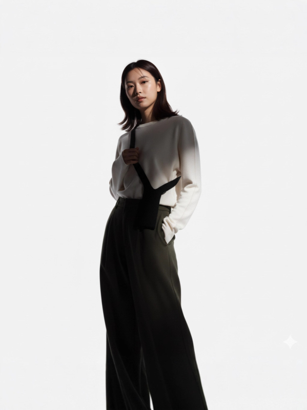 Női kötött pulóver, koreai minimalista stílus, ultra rövid fazon, 3/4-es ujjú, poliészter 70–80% anyag