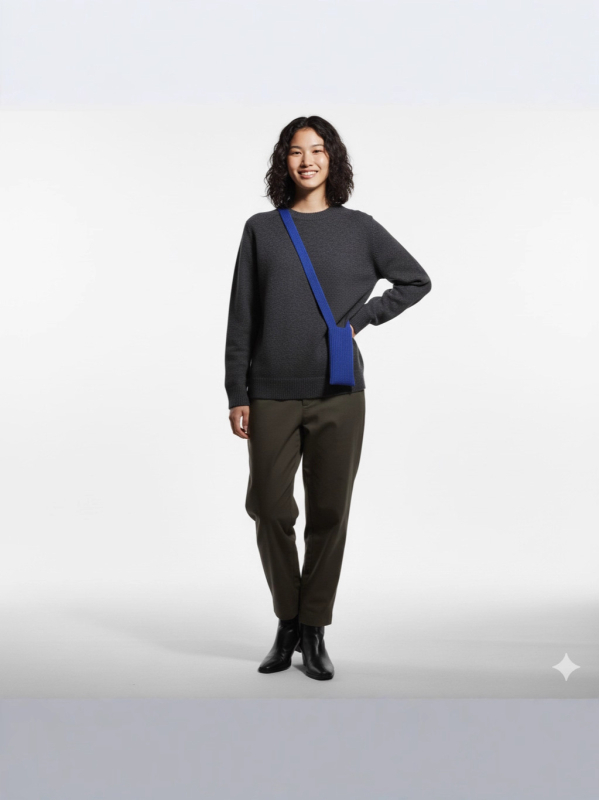 Női kötött pulóver, koreai minimalista stílus, ultra rövid fazon, 3/4-es ujjú, poliészter 70–80% anyag