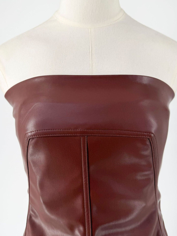 PU patchwork Slim-Fit tube top, bez naramenica, 95% PU