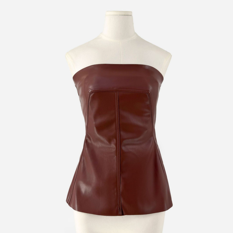 PU patchwork Slim-Fit tube top, bez naramenica, 95% PU
