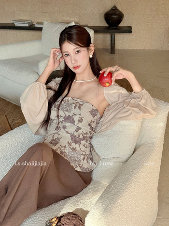 Bustier top s retro floral printom, bez naramenica, slim fit, kratka duljina 40–50 cm