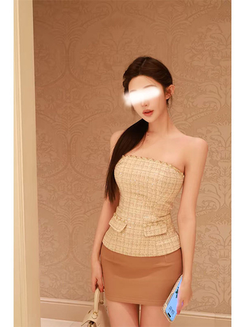 Bustier top – slim fit, bez naramenica, ultra kratka duljina, teksturirani poliester tkanina, proljeće 2026