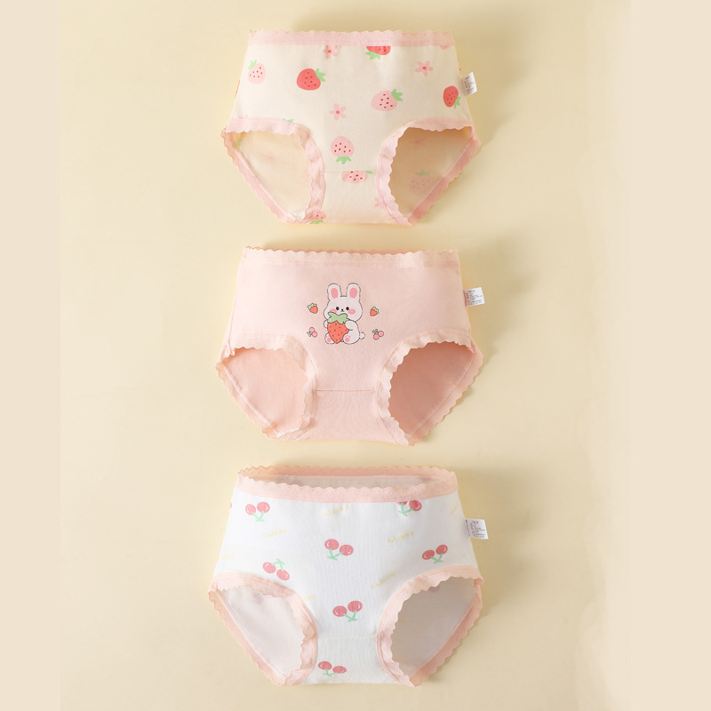 Lányoknak pamut középmagas derekú alsónemű, Kategória A, Cartoon mintázat, 3-8 éves