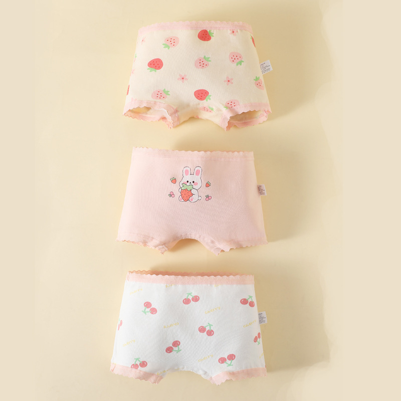 Lányoknak pamut középmagas derekú alsónemű, Kategória A, Cartoon mintázat, 3-8 éves
