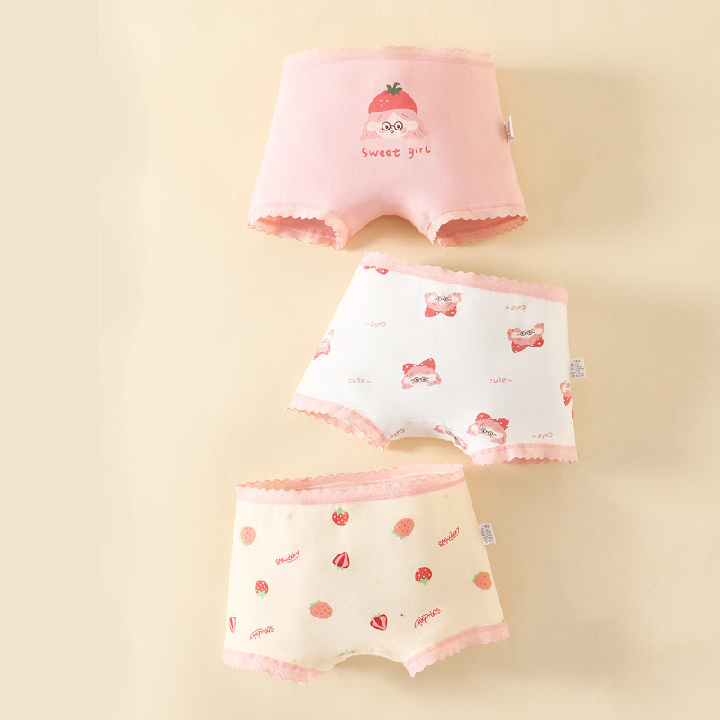 Lányoknak pamut középmagas derekú alsónemű, Kategória A, Cartoon mintázat, 3-8 éves