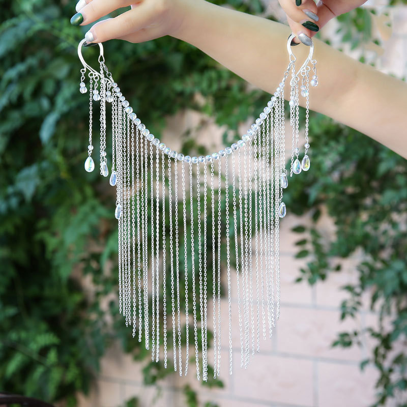 Ornament pentru cap din metal, stil retro, voal de față în stil antic cu ciucuri lungi (Origine: Henan; Lansare: Primăvara 2023)