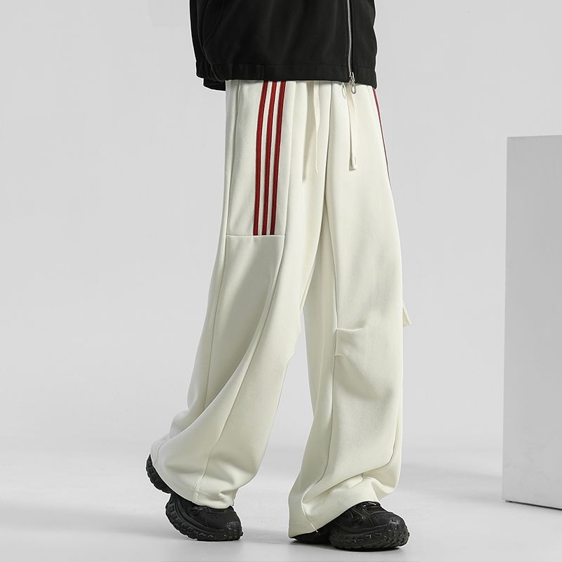 Muške fleece hlače, tri trake, ravni kroj, udobne, zimske duge sportske hlače