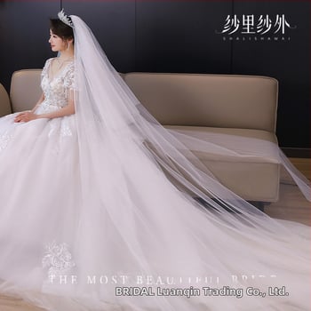 Voal de mireasă cu două straturi, cu plasă pentru ședință foto de nuntă