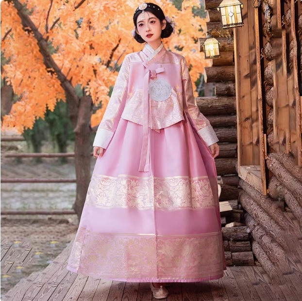 Tradicionalni korejski hanbok za žene — Yanji stil, za scenske nastupe i putničke fotografije, poliester 95%+, zima 2024