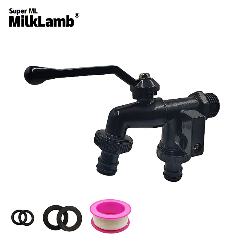 Vrtni slavina s dvostrukim izlazom i dvostrukim upravljanjem - model ML.BK01AT, nehrđajući čelik, 1,6 MPa, 20–80°C, spiralni priključak