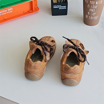 Pantofi copii cu talpă groasă, partea superioară din microfibră, închidere Velcro, stil coreean, potriviți pentru primăvară și toamnă