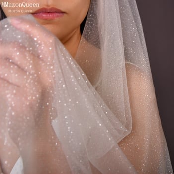 Vălul de mireasă dublu strat, în stil catedral, formă în val, nylon, personalizabil — V90