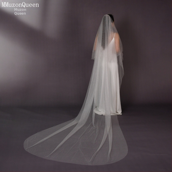 Vălul de mireasă dublu strat, în stil catedral, formă în val, nylon, personalizabil — V90