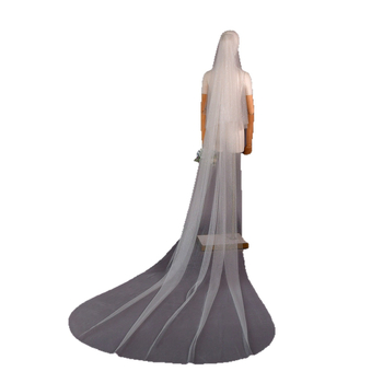 Vălul de mireasă dublu strat, în stil catedral, formă în val, nylon, personalizabil — V90