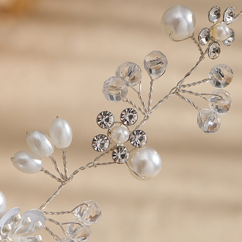 Bentiță pentru păr cu flori și mărgele, stil simplu, HS-J5484