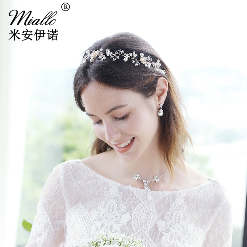 Bentiță pentru păr cu flori și mărgele, stil simplu, HS-J5484