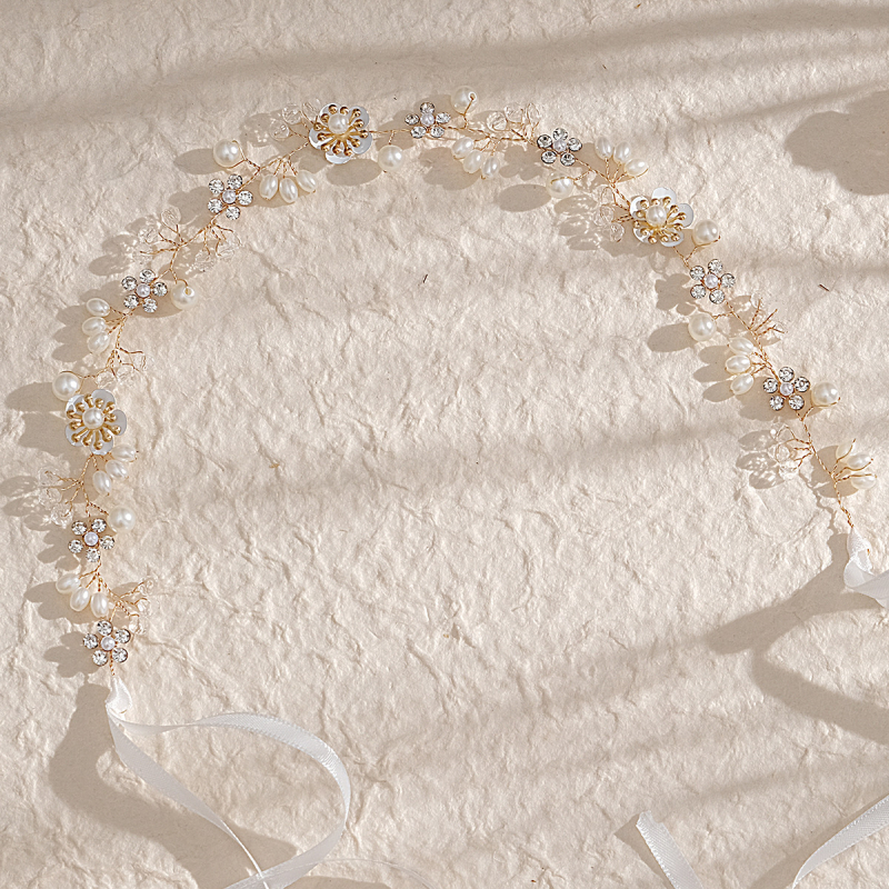 Bentiță pentru păr cu flori și mărgele, stil simplu, HS-J5484