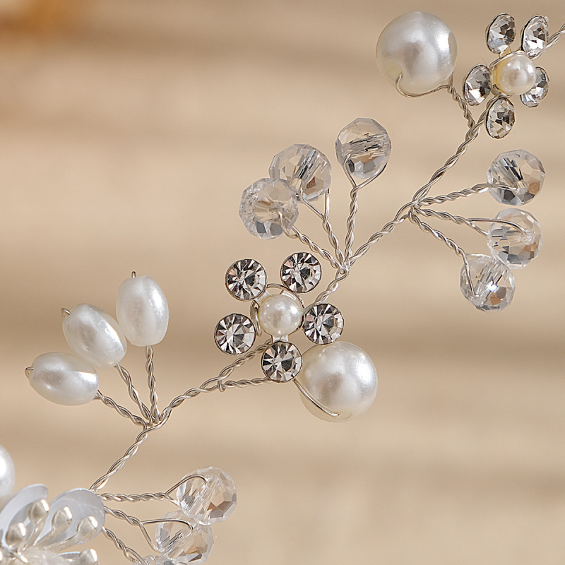 Bentiță pentru păr cu flori și mărgele, stil simplu, HS-J5484