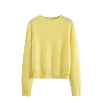 Кашмирен пуловер с кръгла яка, свободен силует, дълги ръкави