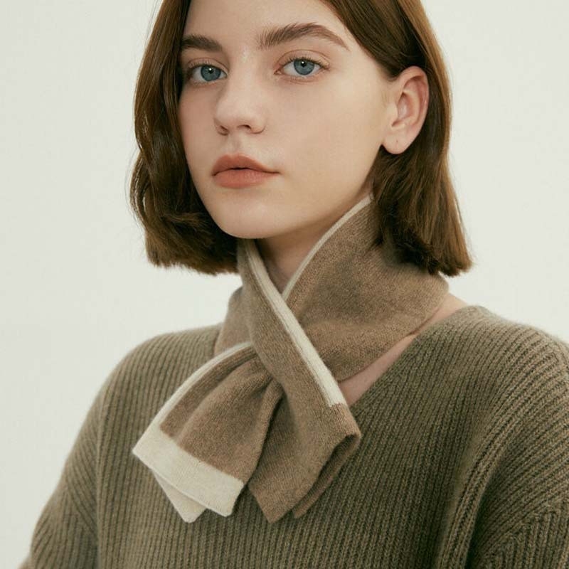 Šal s prekrižanim pletenjem i lažnim ovratnikom, za žene, pliš vuna mješavina, zima