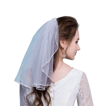 Voal scurt pentru copii, din plasă cu perle, pentru fotografii în aer liber, stil fashion OL, vara 2024