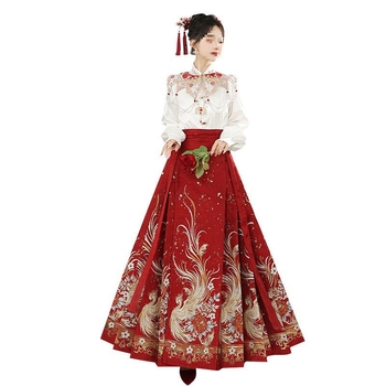 Σετ φορεμάτων παρανύμφων σε στυλ Hanfu, κέντημα, ύφασμα τριακεταϊτ, τετρά εποχές, εμπνευσμένο από τη δυναστεία των Χαν