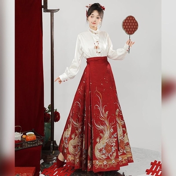 Σετ φορεμάτων παρανύμφων σε στυλ Hanfu, κέντημα, ύφασμα τριακεταϊτ, τετρά εποχές, εμπνευσμένο από τη δυναστεία των Χαν