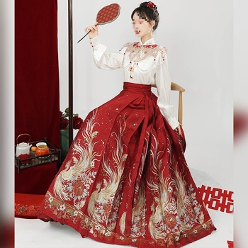 Σετ φορεμάτων παρανύμφων σε στυλ Hanfu, κέντημα, ύφασμα τριακεταϊτ, τετρά εποχές, εμπνευσμένο από τη δυναστεία των Χαν