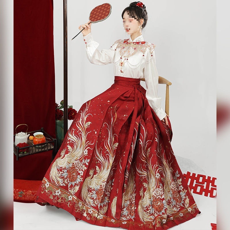 Σετ φορεμάτων παρανύμφων σε στυλ Hanfu, κέντημα, ύφασμα τριακεταϊτ, τετρά εποχές, εμπνευσμένο από τη δυναστεία των Χαν