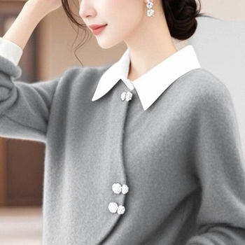 Džemper od pamuk-poliester mješavine (70–80% pamuk; 70–80% poliester) | dugi rukavi, standardna duljina, japansko-korejski ležerni stil, jesen 2024