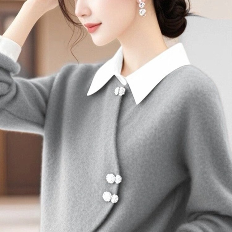 Džemper od pamuk-poliester mješavine (70–80% pamuk; 70–80% poliester) | dugi rukavi, standardna duljina, japansko-korejski ležerni stil, jesen 2024