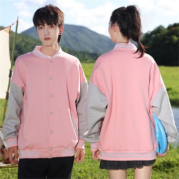 Koreai stílusú fleece kabát álló gallérral, nyomtatás, fleece-beléssel, laza szabás