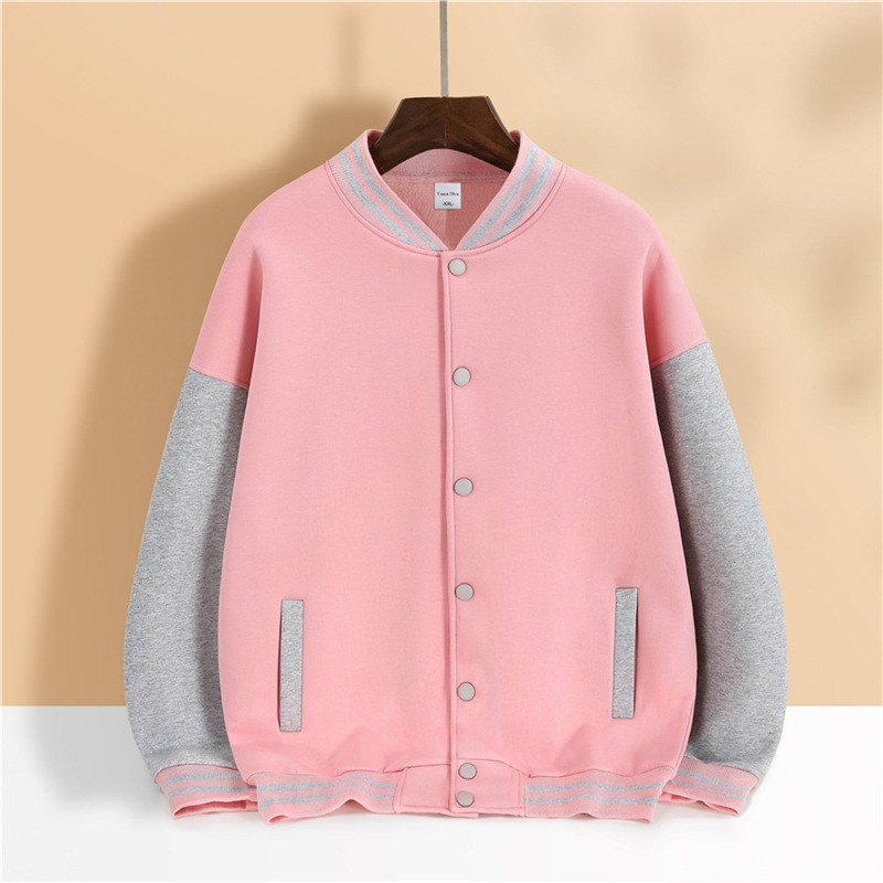 Koreai stílusú fleece kabát álló gallérral, nyomtatás, fleece-beléssel, laza szabás